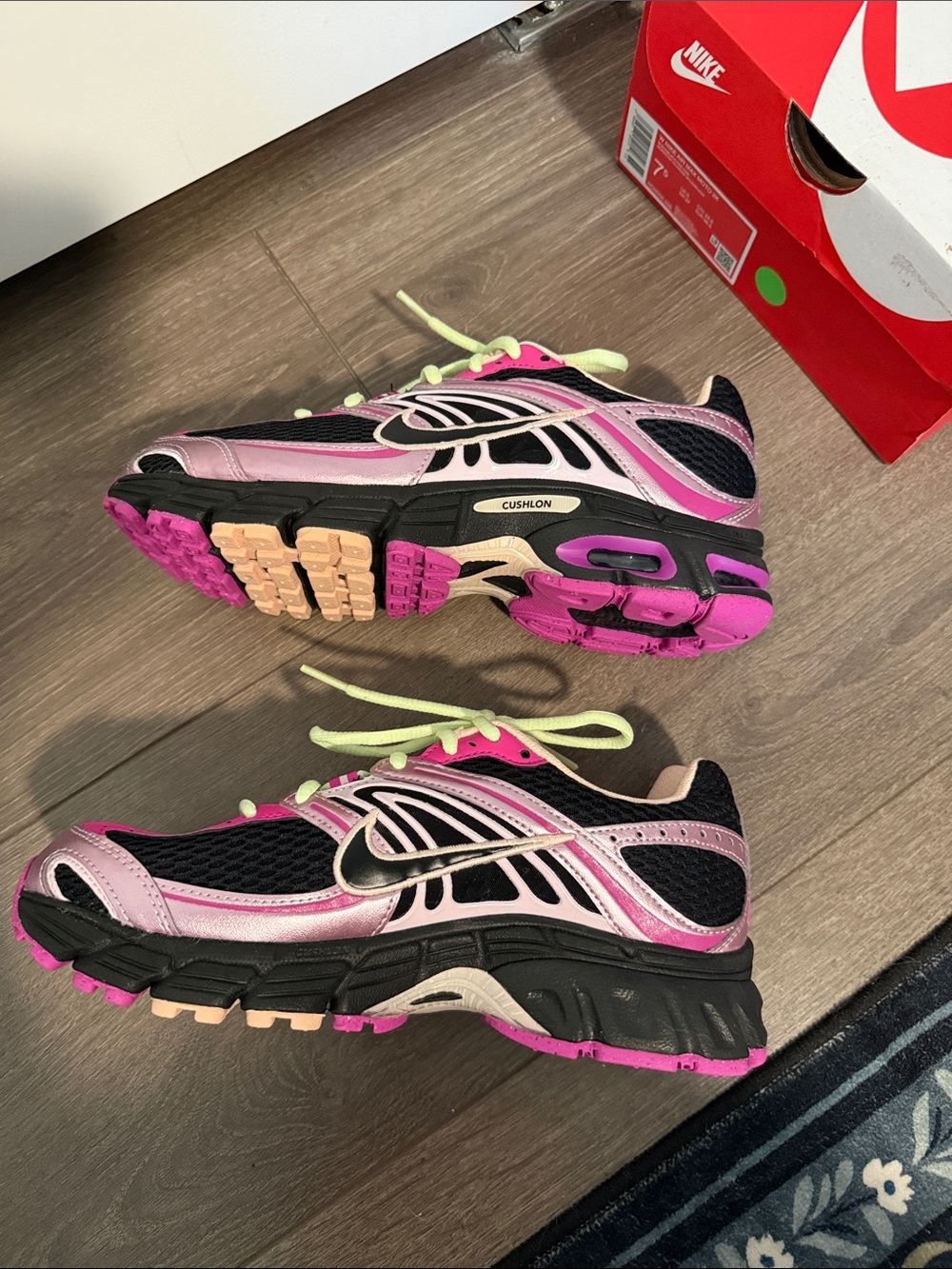 Nike Women’s Black, Pink & Lime Air Max Moto 2k Sneakers - Picture 4 of 9